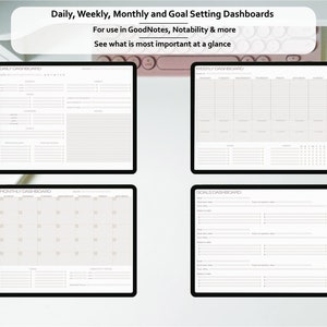 Planning and Goal Setting Dashboards || Minimalist planning for iPad | For use in GoodNotes, Notability & more.