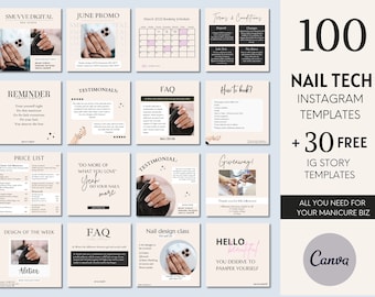 Nail Tech Instagram Post templates | Nail tech Instagram story templates | Editable Nail Salon templates | Nail Tech Business