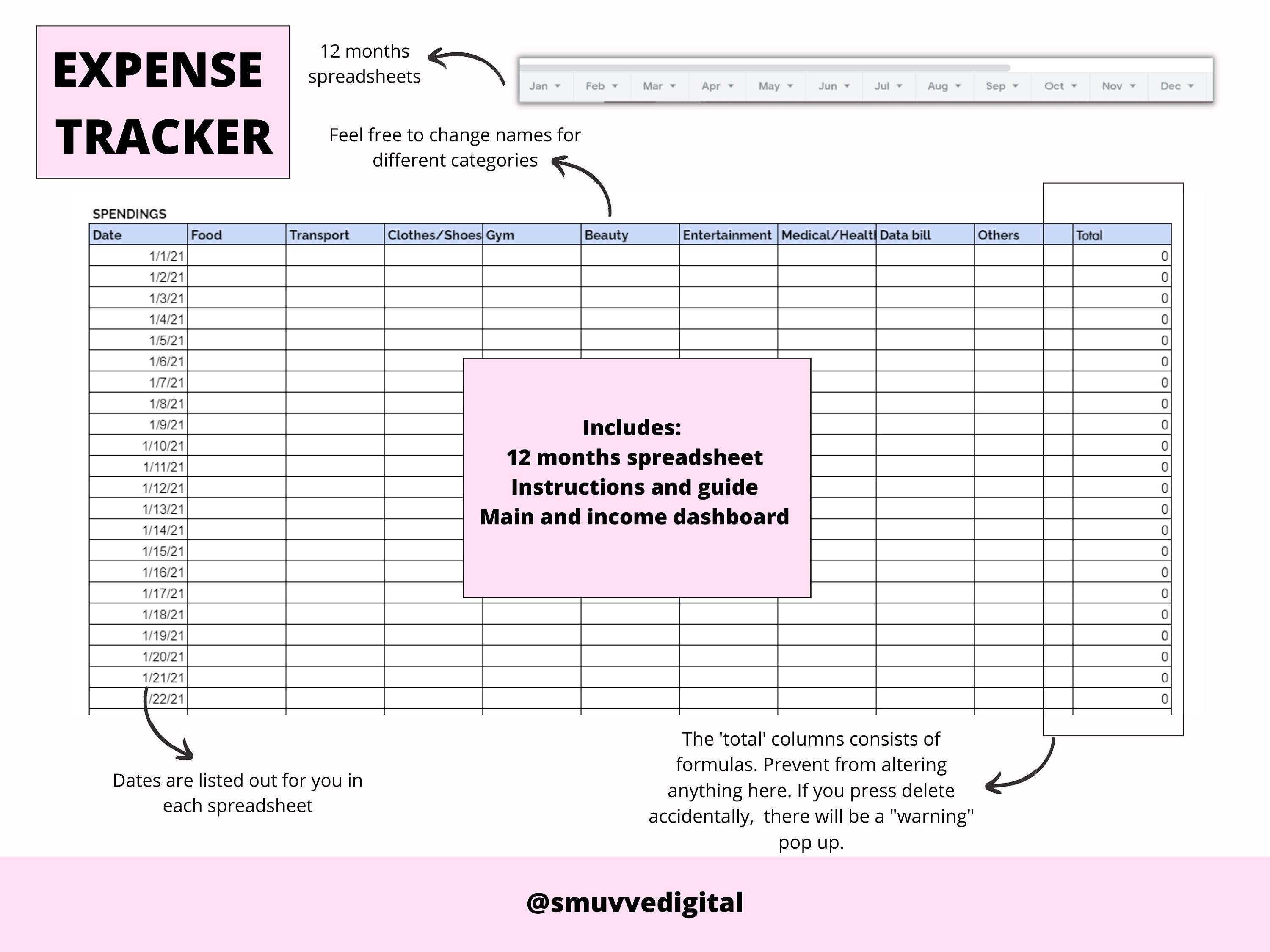 Monthly Expense Tracker Best Budget Spreadsheet Organised Finance ...