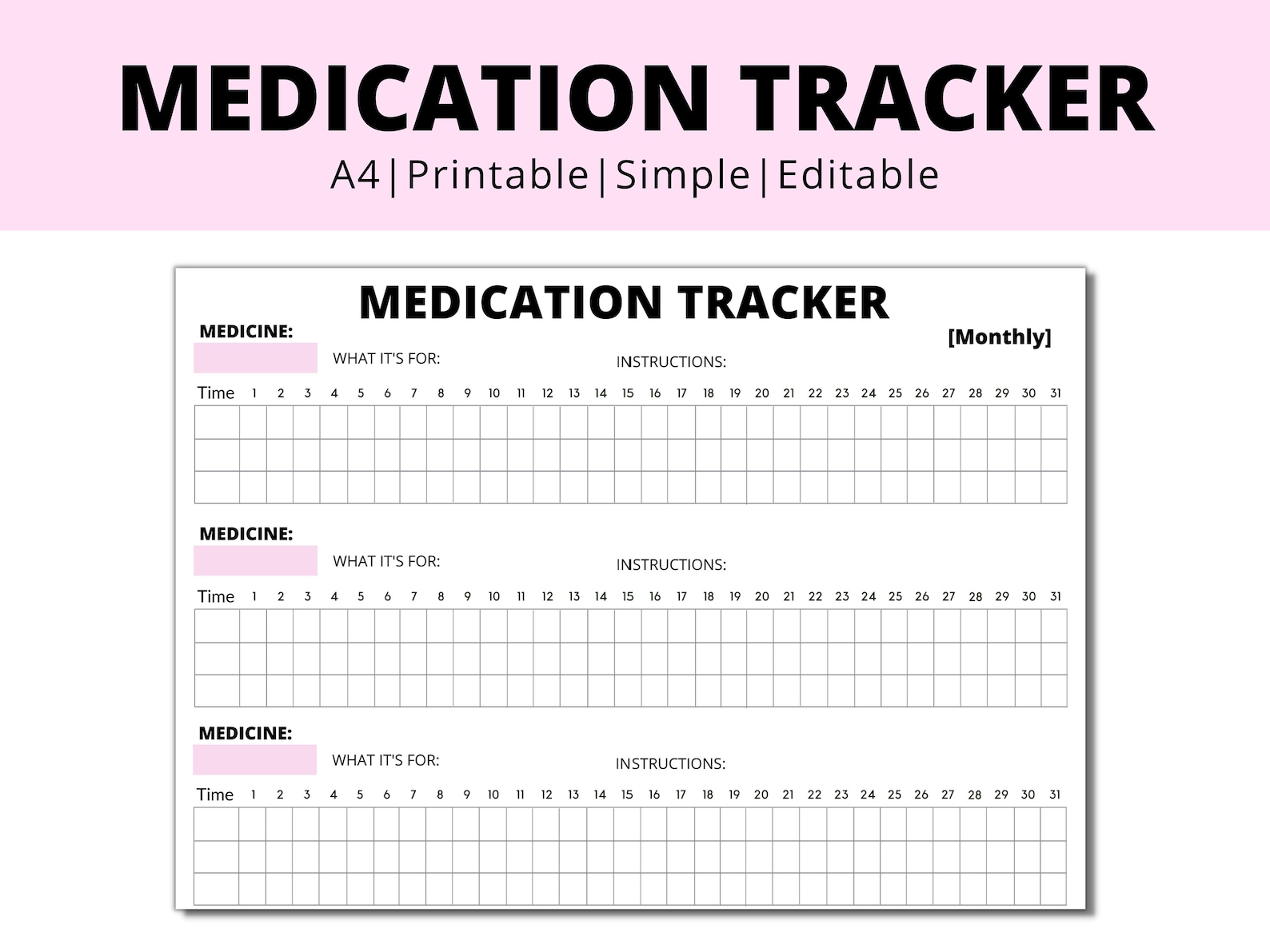 Medicine Tracker Printable Monthly Medicine Tracker Simple Medicine Tracker Printable Monthly Medicine Tracker Simple