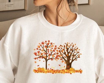 Herfstbladeren damesshirt, Halloween-pompoensweater, herfstsweater, herfsttrui dames, herfstshirts, herfstseizoen, herfstsweater