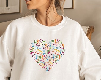 Sweat-shirt notes de musique, pull de musicien, sweat-shirt professeur de musique, cadeau pour musicien, cadeau pour professeur de musique, cadeau pour elle, pull de musique