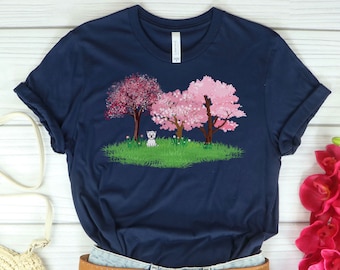 Westie Shirt, Westie Gifts, Cherry Blossom Westie Shirt, West Highland White Terrier Shirt, Westie Mom Tshirt, Westie Mama, Spring Clothing