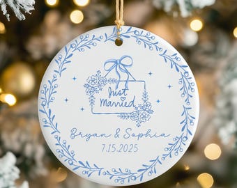 Personalized Wedding Ornament, First Christmas Married Ornament, Just Married Ornament, Personalized Wedding Gift, Gift for Bride & Groom