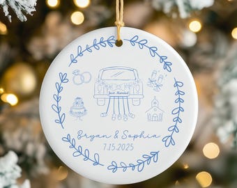 First Christmas Married Ornament, Personalized Wedding Ornament, Just Married Ornament, Personalized Wedding Gift, Gift for Bride & Groom