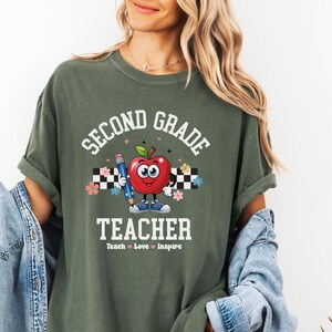 Second Grade Teacher Comfort Colors® Shirt, Custom Second Grade Teacher, 2nd Grade Teacher Tee, Back to School Teacher Shirt