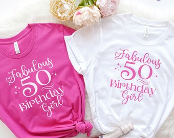50 cumpleaños para mujer, camisa de niña de 50 cumpleaños, camisa de fiesta de 50 cumpleaños, cincuenta y fabuloso, regalo de cumpleaños 50, camisa 50 y fabulosa,