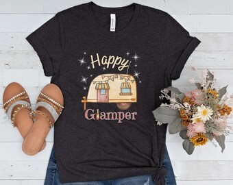 Glamping Shirt, Camping Shirt,Camping Tshirt, Camping shirts for Women, Funny Camping Shirt, Happy Glamper Shirt, Wine Lover shirt