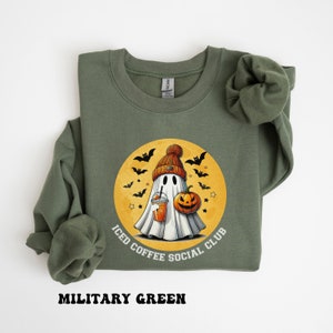 Halloween Iced Coffee Sweatshirt, Halloween Coffee Sweatshirt,  Ghost Sweater, Halloween Ghost Sweater, Halloween Sweatshirt,  Spooky Season