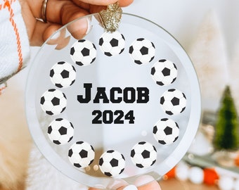 Soccer Christmas Ornament Personalized, Kids Christmas Ornament, Sport Christmas Ornament, Personalized Boys Soccer Ornament, 2024 Keepsake
