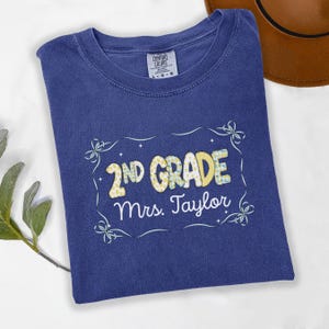 Second Grade Teacher Shirt Comfort Colors, Personalized Teacher Shirt, Teacher Team Shirts, Custom 2nd Grade Teacher Tshirt, Teacher Gift