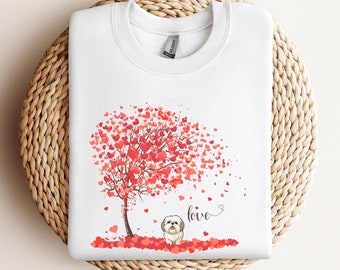 Sudadera de San Valentín con Shih Tzu, regalo para amantes de los perros, suéteres de San Valentín, camiseta de San Valentín con Shih Tzu, camiseta para mamá de perro