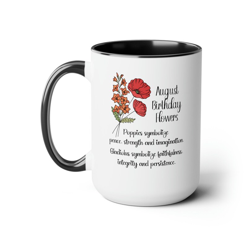 Personalized Birth Flower Coffee Cup With Name, August Birth Flower Gift for Women, August Birthday Gift, Leo Virgo Gifts, Custom Flower Mug image 3