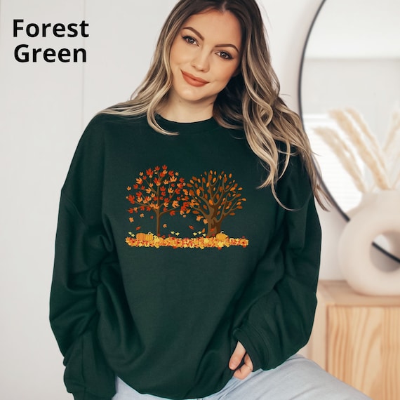 Fall Leaves Shirt Women, Cute Fall Sweater, Womens Sweaters, Womens Fall Sweaters, Fall Leaves Sweatshirt, Fall Gifts for Women, Green Shirt