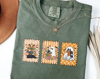 Boekshirt Comfort Colors®, leesshirt Halloween, leesshirt, leesgrage cadeau, T-shirt Halloween spook en zwarte kat, grappig leesshirt, cadeau boekenliefhebber