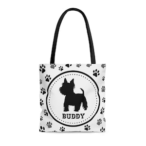 West Highland Terrier Personalized Tote Bag, Personalized Westie Gift, Custom Westie Tote, Shopping Bag, Westie Mom Dad Gift, White Terrier
