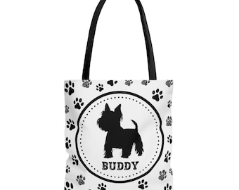 West Highland Terrier Personalized Tote Bag, Personalized Westie Gift, Custom Westie Tote, Shopping Bag, Westie Mom Dad Gift, White Terrier