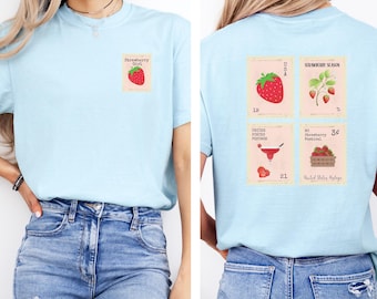 Strawberry Shirt, Comfort Colors® Summer Strawberry Shirt, Stamp Shirt, Summer Shirts for Women, Strawberry Gifts, Strawberry Picking Tee