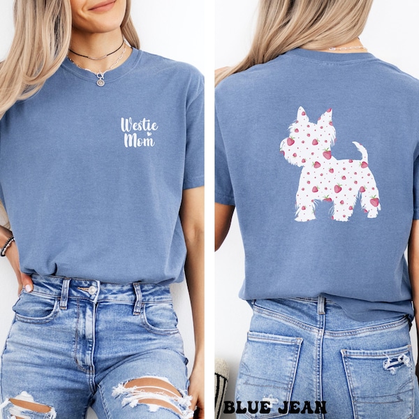 Camisetas Westie, Camiseta de verano con fresas, Camiseta Westie Comfort Colors®, Regalos Westie, Camiseta West Highland White Terrier