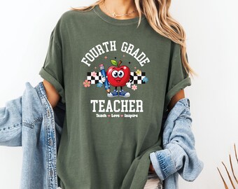 T-shirt voor leraar 4e klas Comfort Colors®, shirt voor lerarenteam 4e klas, T-shirt voor groep 4, terug naar school-shirt, aangepast shirt voor vierde klas