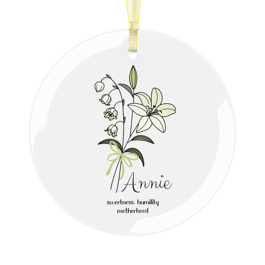 Personalized Birth Flower Ornament With Name May Birth Flower Etsy