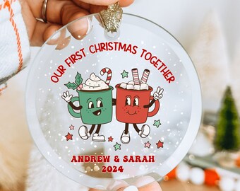 Personalized Couple Snuggled In Bed Christmas Ornament - Our 1st Christmas Personalized Ornament -custom Hand Personalized
