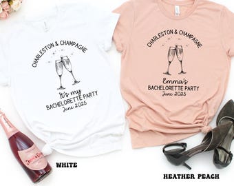 Charleston Bachelorette Party Shirt, Bridal Party Brunch Tshirts, Personalized Bride and Bridesmaid Shirts, Charleston Bach Trip Shirts