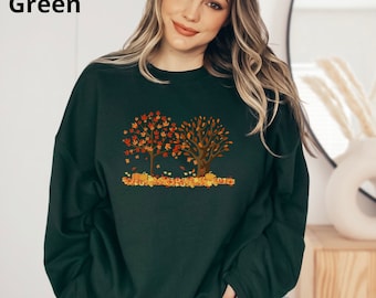 Womens Fall Leaves Shirt, Halloween Pumpkin Sweatshirt, Fall Sweatshirt, Women Fall Sweatshirt, Fall Shirts, Fall Season, Autumn Sweatshirt