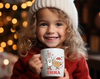 Kids Christmas Mug, Kids Hot Cocoa Mug,  Hot Chocolate Mug, Personalized Gift, Christmas Mug, Kids Christmas Party Favors, Retro Mug