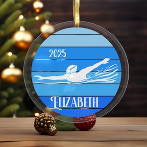 Swimming Ornament Personalized Female Swimmer Ornament, Swim Team Girl Gift, Swim Coach Christmas Gift, Custom Swim Ornament, Swimming Gift