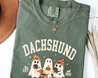Dackel Halloween Komfort Farben Shirt, Dackel Geschenke, Herbst Dackel T-Shirt, Doxie Mom T-Shirt, Weiner Hund Geschenk, lustiges Dackel Shirt