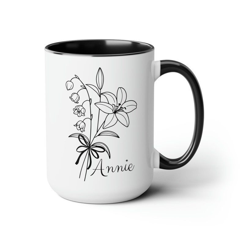 Personalized Birth Flower Coffee Cup With Name, May Birth Flower Gift