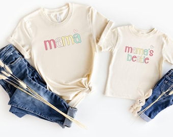 Roupas combinando para mamãe e eu, presente para chá de bebê, camiseta para novas mamães, camisetas para mamãe e bebê, presente para o primeiro dia das mães, camisetas combinando para a família