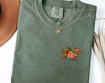 Dachshund Christmas Shirt Comfort Colors, Dachshund Gifts, Weiner Dog Shirt, Doxie Mom Shirt, Weenie Dog Tee,