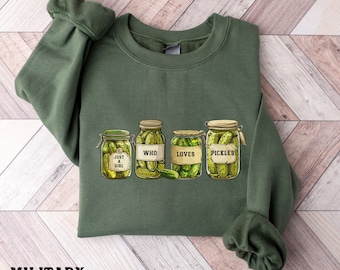 Vintage Canned Pickles Sweatshirt, Canning Season Sweatshirt, Pickle-Liebhaber-Pullover, Pickle-Geschenk, Mädchen, das Pickles liebt Shirt