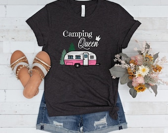 Camisa de campista feliz, camisa de campamento para mujer, regalo de campamento, camisa de campamento divertida, camiseta de campamento, camisa de campista, camisa de campamento linda