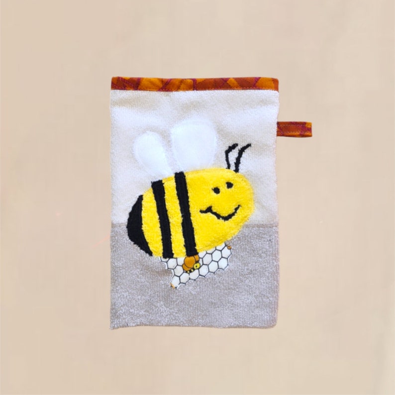 Children's wash mitt, washcloth with desired name animals Biene
