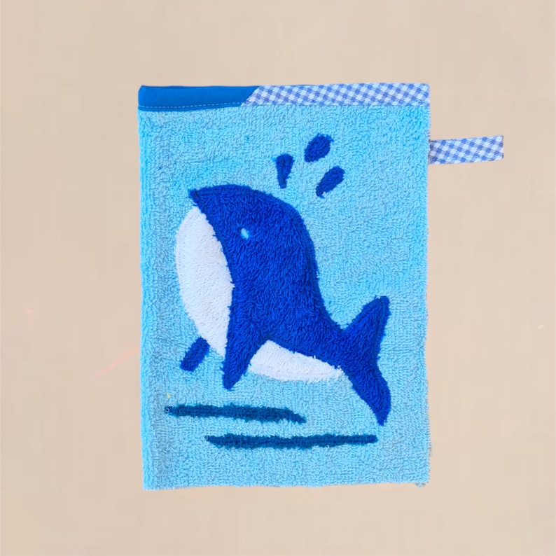 Children's wash mitt, washcloth with desired name animals Delfin