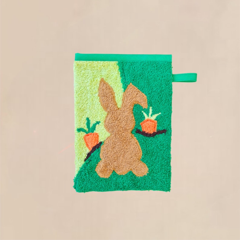 Children's wash mitt, washcloth with desired name animals Hase