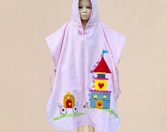 Personalized children's bathrobe baby poncho poncho princess