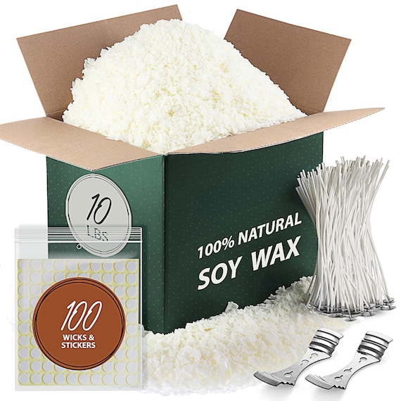 Soy Candle Wax for Candle Making, Kit Includes Premium Natural Soy Wax Flakes, Cotton Candle Wicks, Wick Stickers, Centering Devices