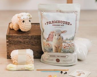 Haakpakket voor beginners, volwassenen en kinderen, compleet, eenvoudig te leren haakpakketten, haakpakketten voor knuffeldieren, Sherry het schaap