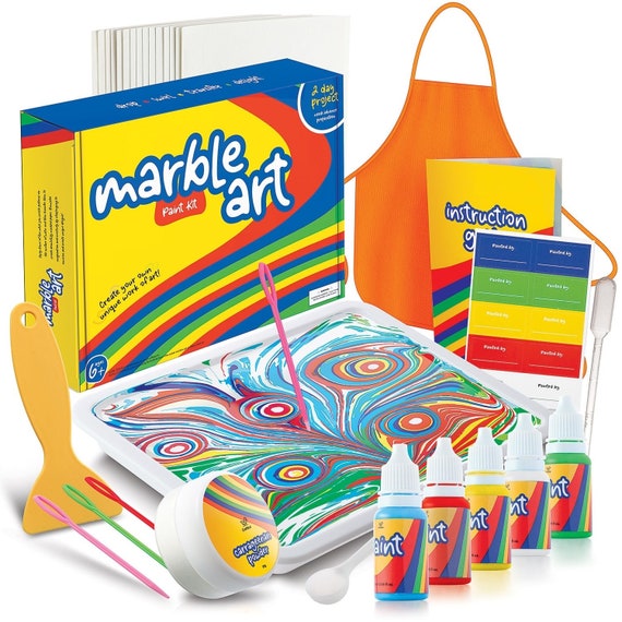 Kit de pintura diy para niños, kit de arte marmoleado, kit de marmoleado de  agua de