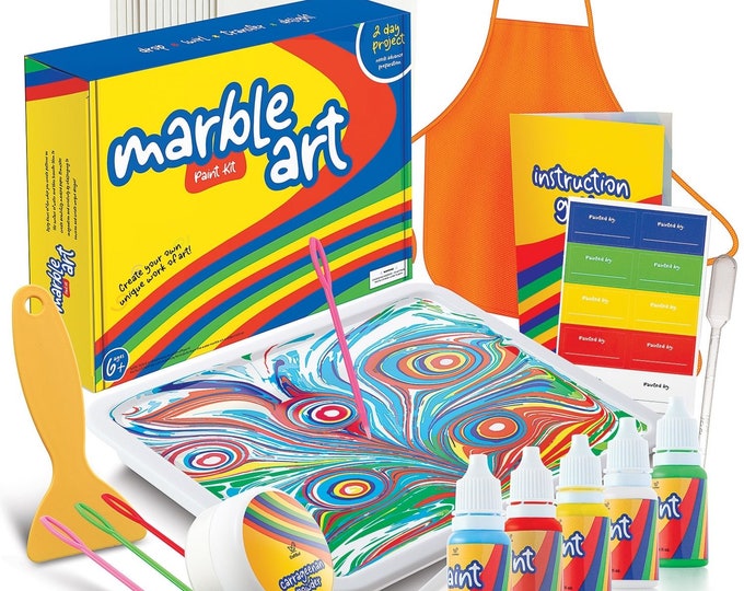 DIY Paint Kit for Kids, Marbling Art Kit,  Colored  Water Marbling Kit, Water Art Paint Set, Kid's Activity Set, Great Gift for Girls & Boys
