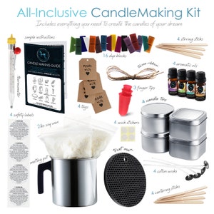 Complete DIY Candle Making Kit for Adults & Children Premium Candle Making Supplies Optional Additional Soy Wax and Electric Melting Pot 2LB Candle Kit