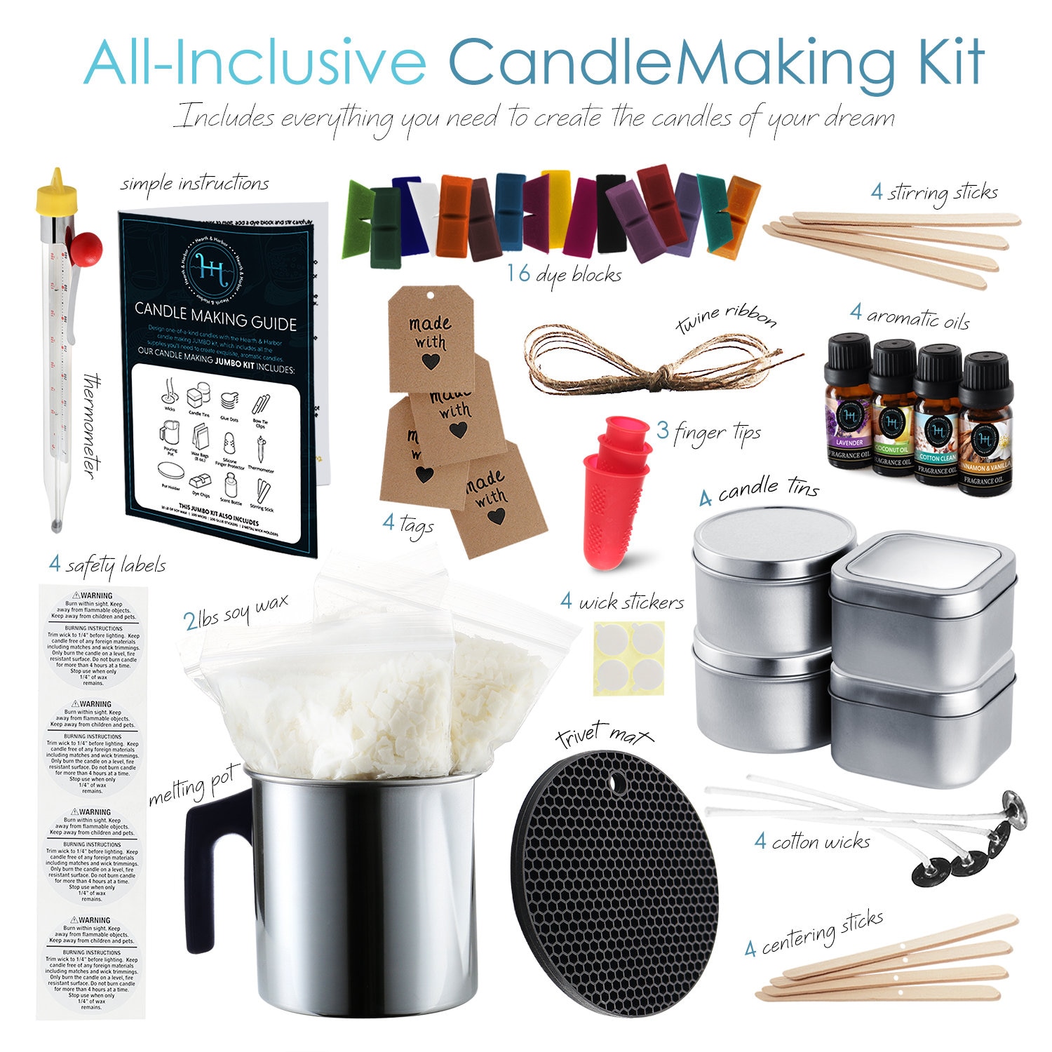 Candle Making Kit with Hot Plate,DIY Candle Making Kit for Adults &  Beginners & Kids Including Hot Plate,Wax,Dyes,Melting Pot,Candle Tins  Perfect DIY by WJFORLION 