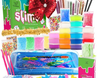 Purpledi DIY Slime Kit Schleim Set, Schleim Selber Machen mit 24 Farben Crystal, Glitzerschleim, Slime Charms Glitterpulver und Mehr für Kunsthandwerk Geschenk für Kinder (A