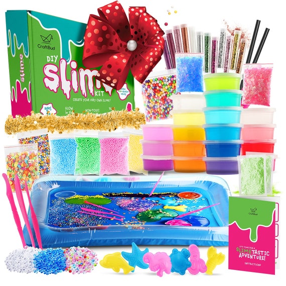 DIY Slime Kit, Kid's Toy , Gift Arts & Crafts for Boys Girls Ages 5-12 Slime  Making Kit, Glows in the Dark With 18 Colors Slime and More 