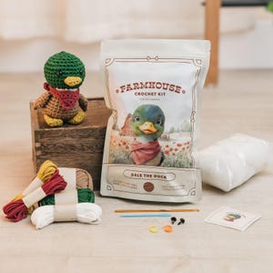 Amigurumi Crochet Kit for Beginners Adults and Kids, Complete Easy To Learn Crochet Kits, Stuffed Farm Animal Crochet Kits, Dale the Duck