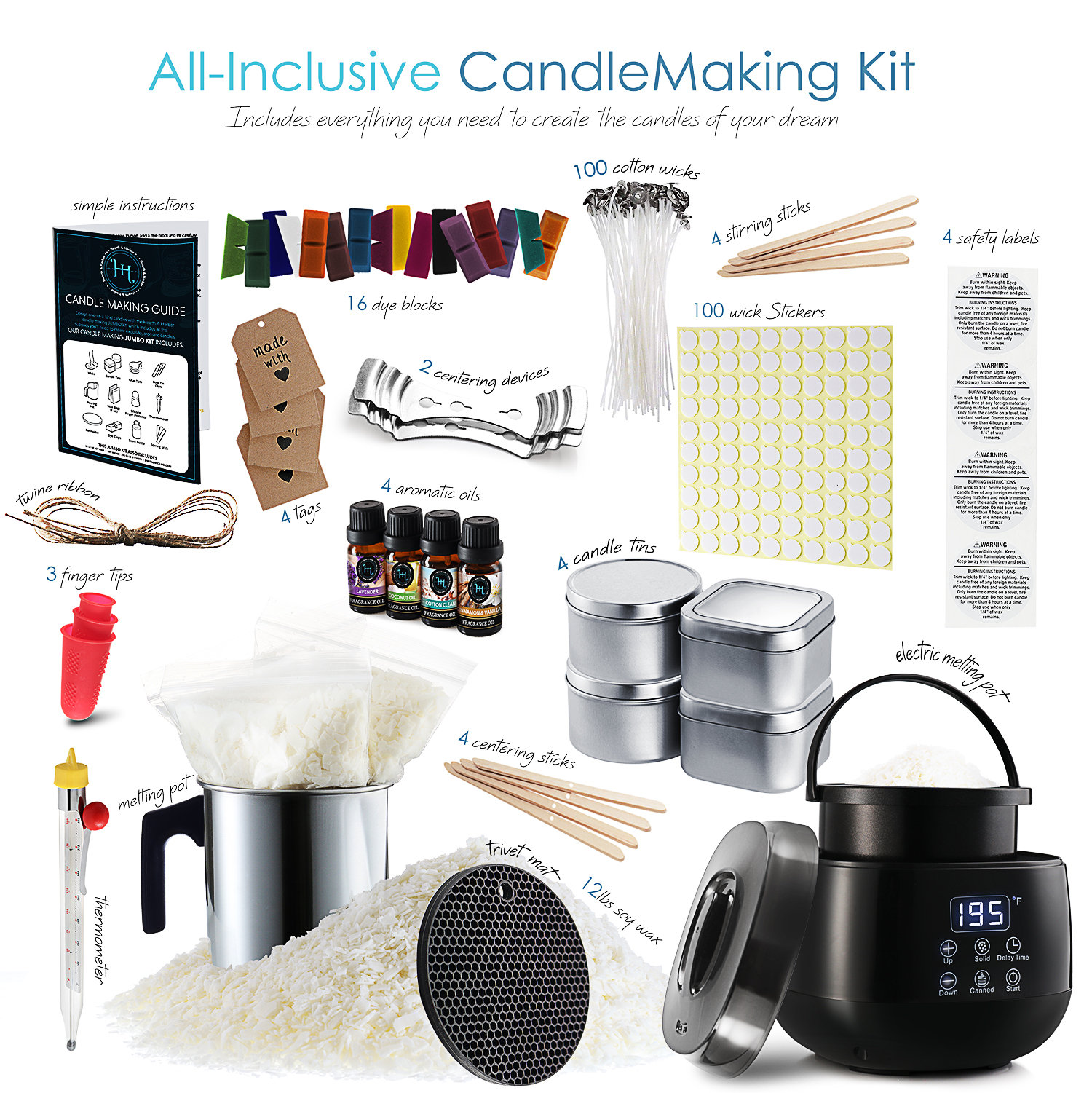 Kate's DIY Premium Soy Wax Candle Making Kit with Ceramic Candle Jars